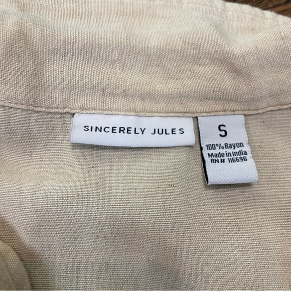 Sincerely Jules Lagenlook Coastal Beach Cream Long Sleeve Jumpsuit Size Small - Picture 6 of 12